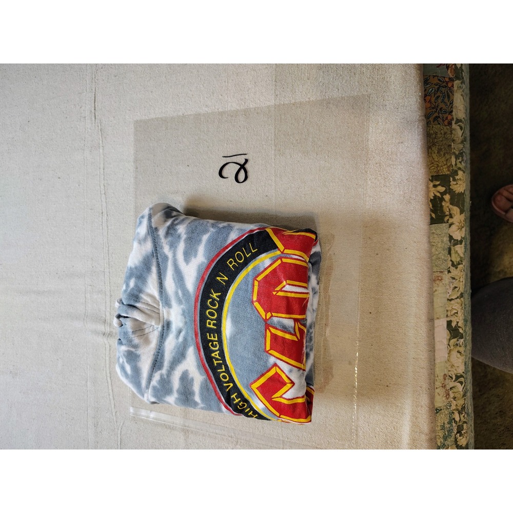 ACDC High Voltage Rock N Roll 1976 Tie Dye Cropped Hoodie Grey White XL 21 - Picture 8 of 8